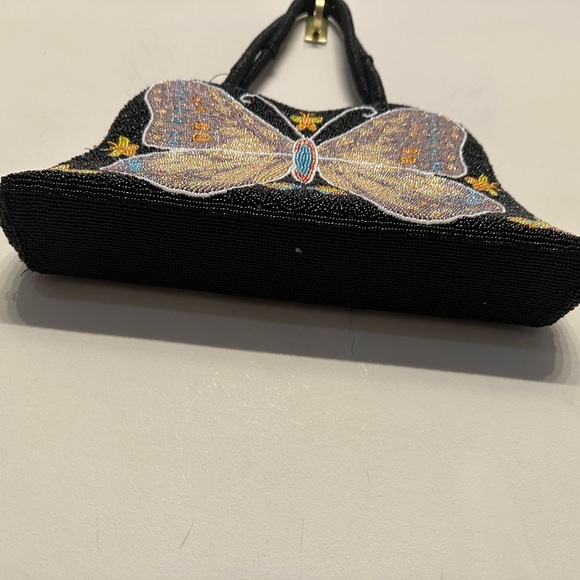 Vintage Y2K Era Black Beaded Butterfly Shoulder Bag - Picture 3 of 7